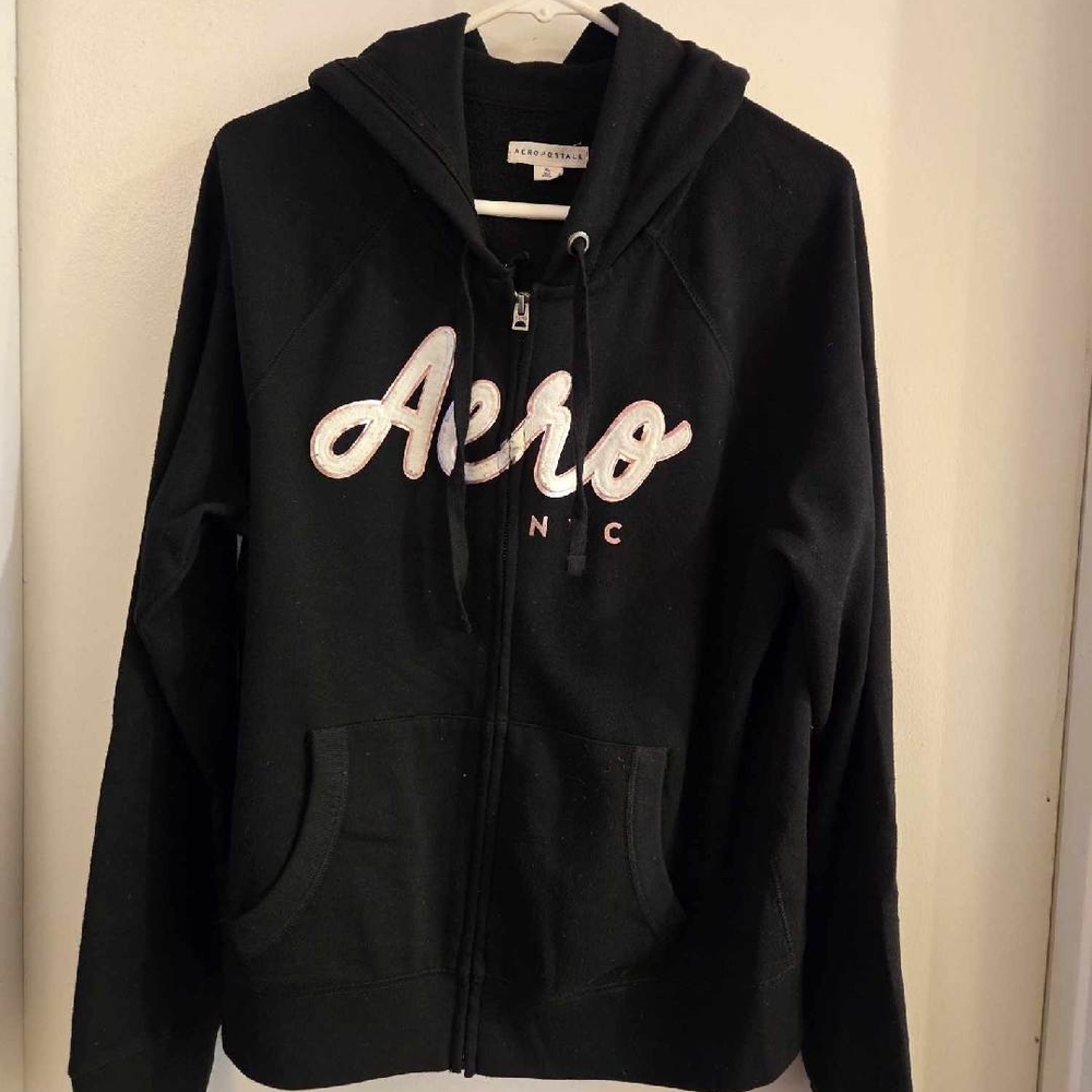 Aeropostale Black Zip-Up Hoodie